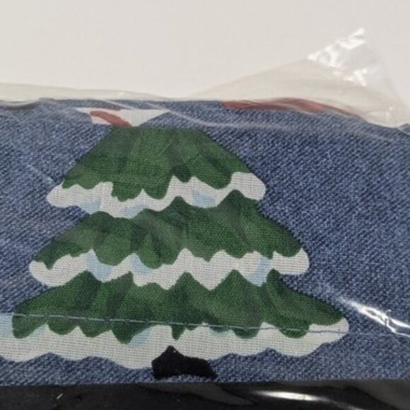 NEW VTG Excell Home Fashions Great Room Window Topper Valance Denim Snowmen Tree - Picture 4 of 6